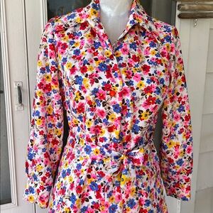VTG L Momentum Floral Shirt Dress with Dagger Collar